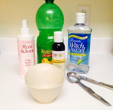 Ingredients for the homemade Tightening Toner